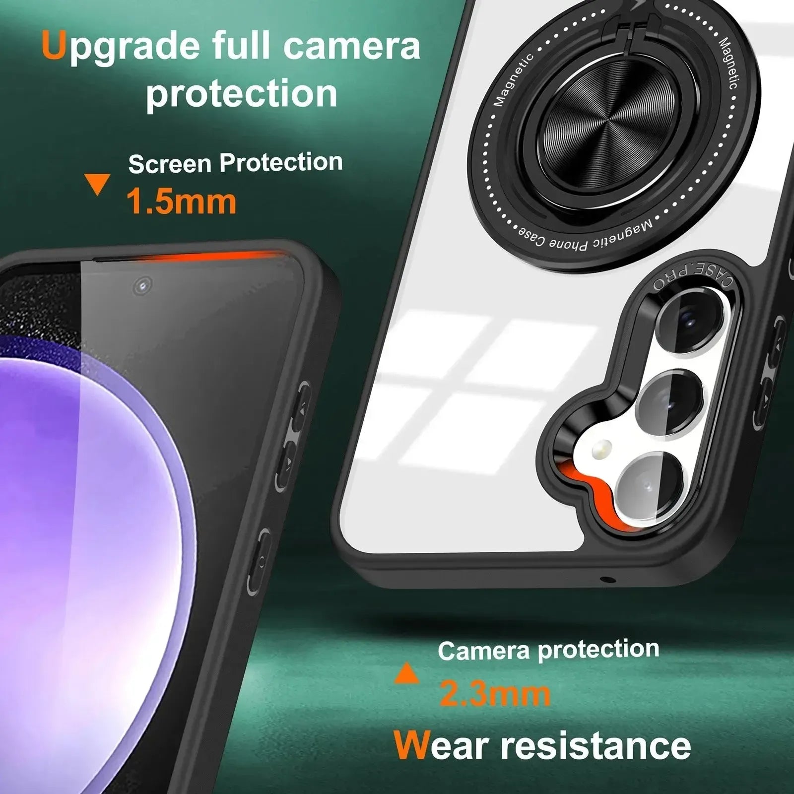 For Samsung Galaxy S24 Plus / S25 Plus Magsafe Invisible Ring Case Black