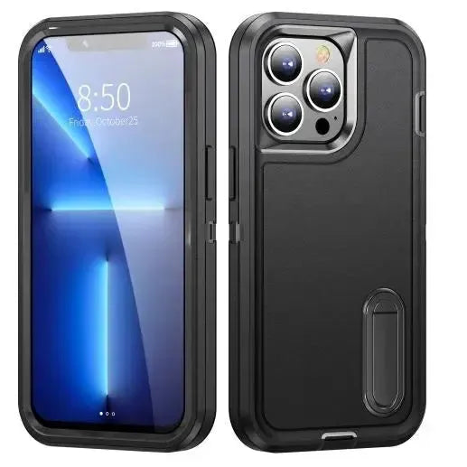 For Samsung Galaxy S24 Plus Triple Defender with Stander Case Black