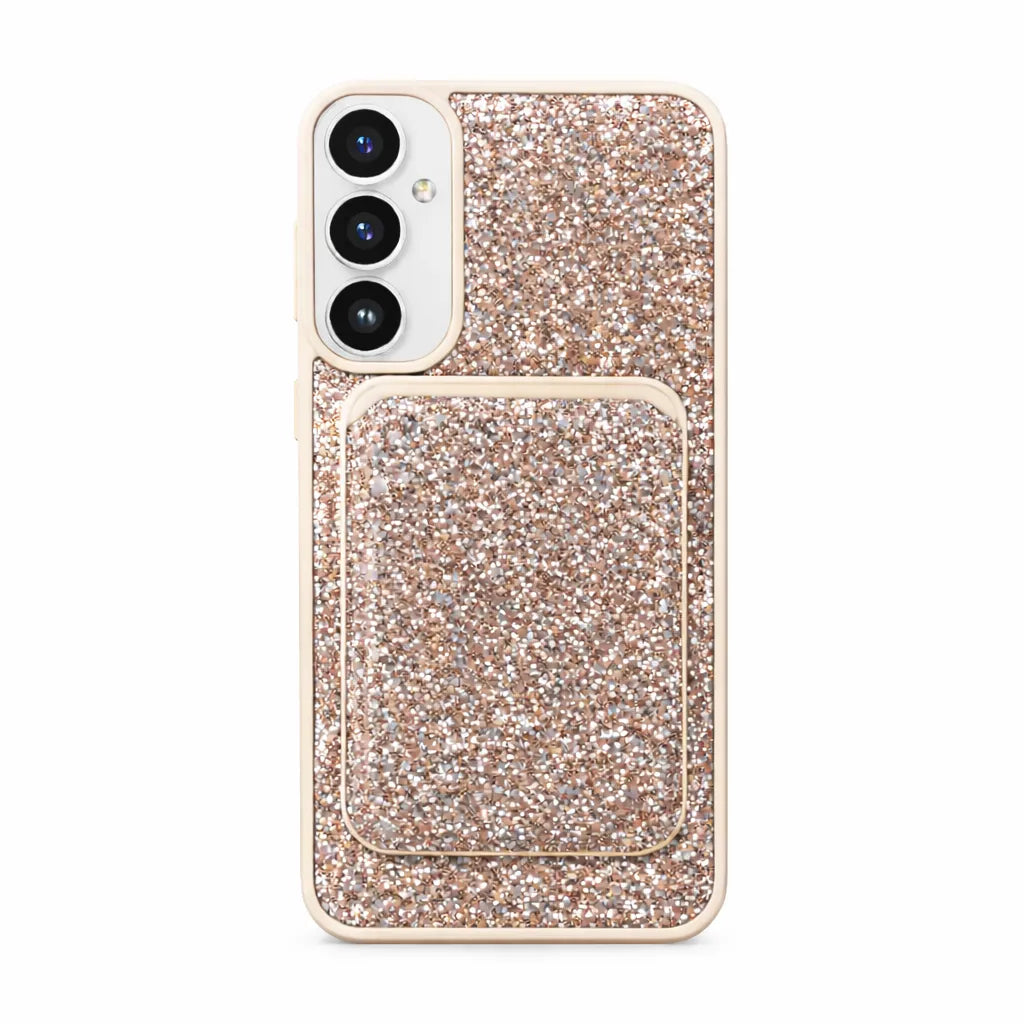 For Samsung Galaxy S24 / S25 Premium Magsafe Glitter Case With Card Wallet Gold