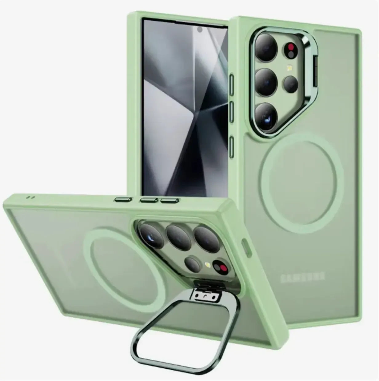 For Samsung Galaxy S24 / S25 Skin-Feel (Camera Holder) Magsafe Case Green