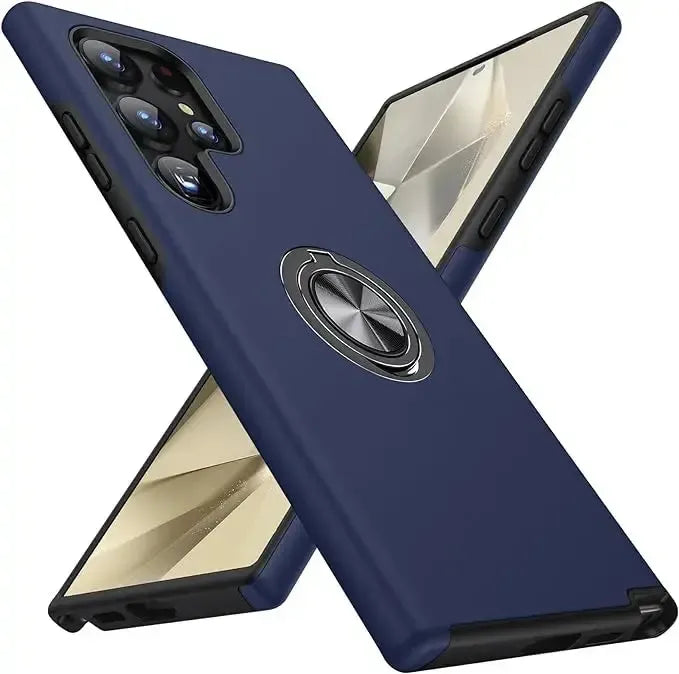 For Samsung Galaxy S24 Ultra Dual Layer Invisible Ring Case Blue