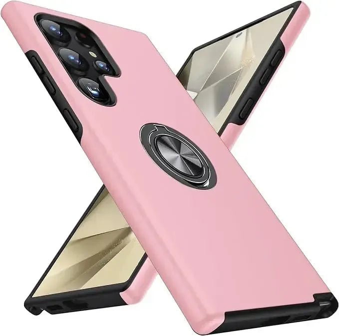 For Samsung Galaxy S24 Ultra Dual Layer Invisible Ring Case Pink