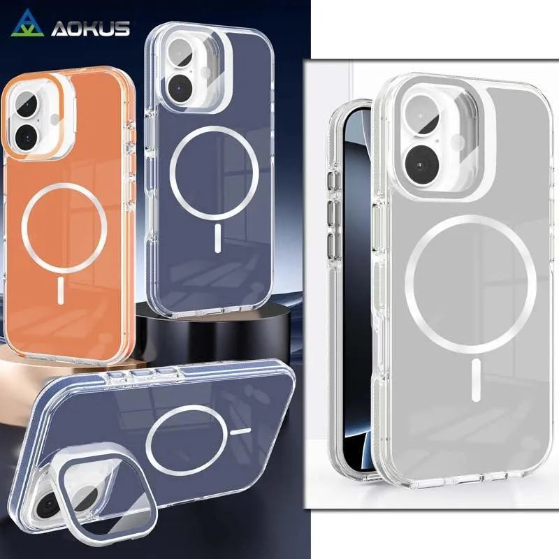 For Samsung Galaxy S24 Ultra Macaron Magsafe Case With Camera Stand White