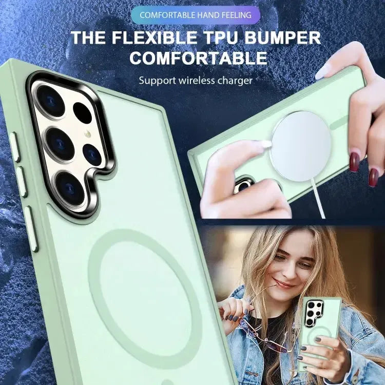 For Samsung Galaxy S24 Ultra Skin-Feel Magnetic Magsafe Case Green