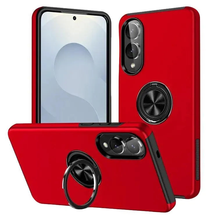 For Samsung Galaxy S25 Edge Dual Layer Invisible Ring Case Red