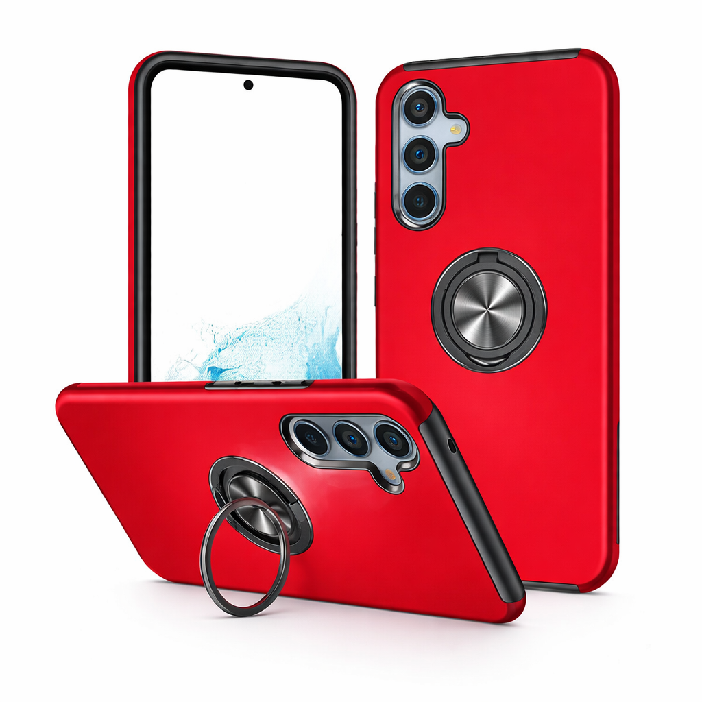 For Samsung Galaxy S25 FE Dual Layer Invisible Ring Case Red