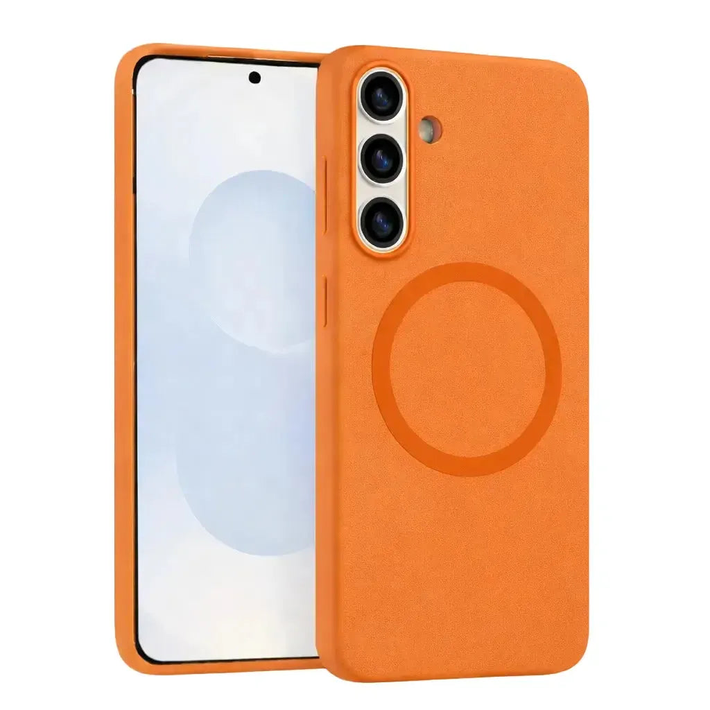 For Samsung Galaxy S25 FE Premium Silicon Magsafe Case Orange