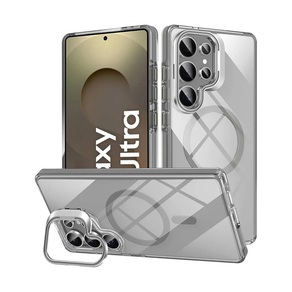 For Samsung Galaxy S25 FE Skin-Feel Camera Holder Magsafe Case Transparent