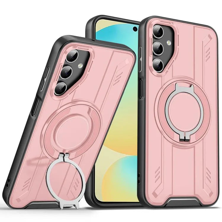 For Samsung Galaxy S24 Magnetic Armour Rotating Stand Case Pink