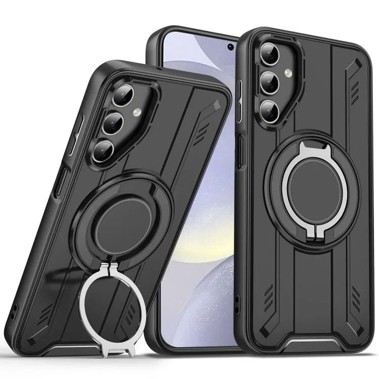 For Samsung Galaxy S25 Plus Magnetic Armour Rotating Stand Case Black