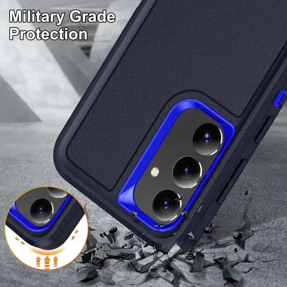 For Samsung Galaxy S25 Plus / S24 Plus Triple Defender with Stander Case Blue