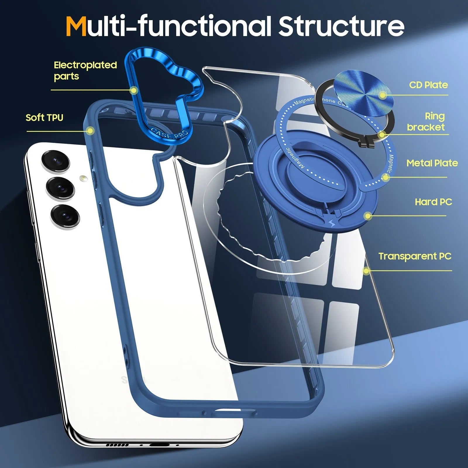 For Samsung Galaxy S25/ S24 Magsafe Invisible Ring Case Blue