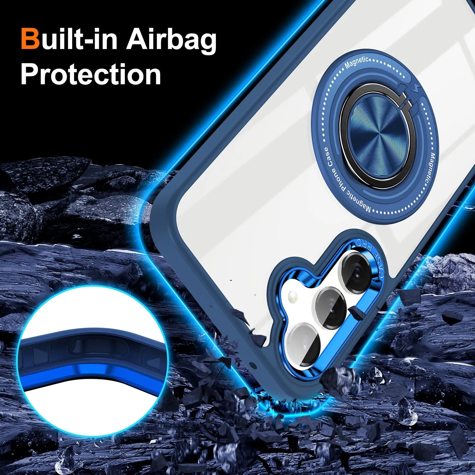 For Samsung Galaxy S25/ S24 Magsafe Invisible Ring Case Blue