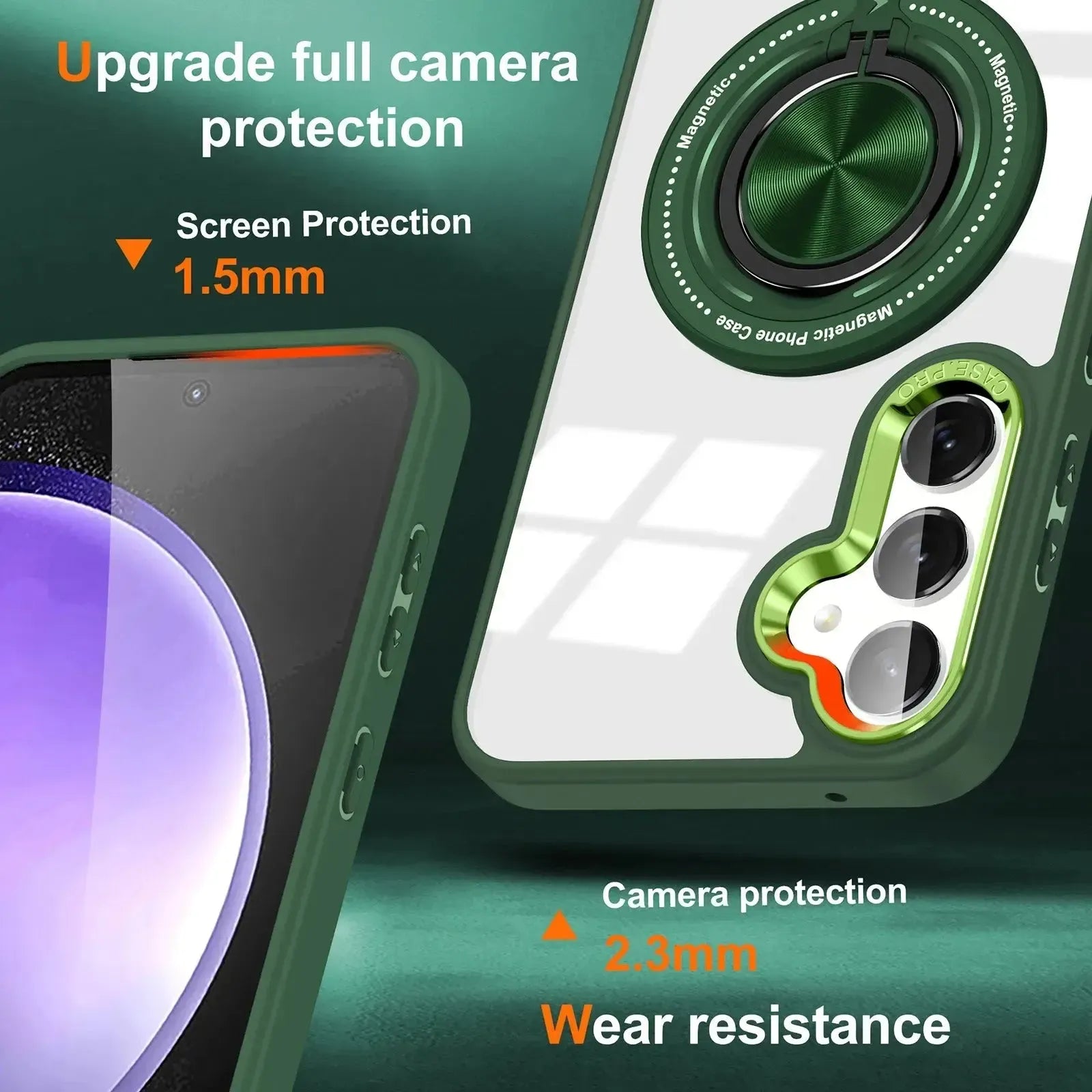 For Samsung Galaxy S25 / S24 Magsafe Invisible Ring Case Green