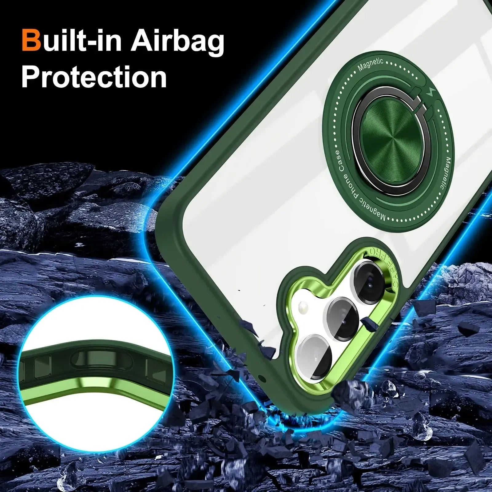 For Samsung Galaxy S25 / S24 Magsafe Invisible Ring Case Green