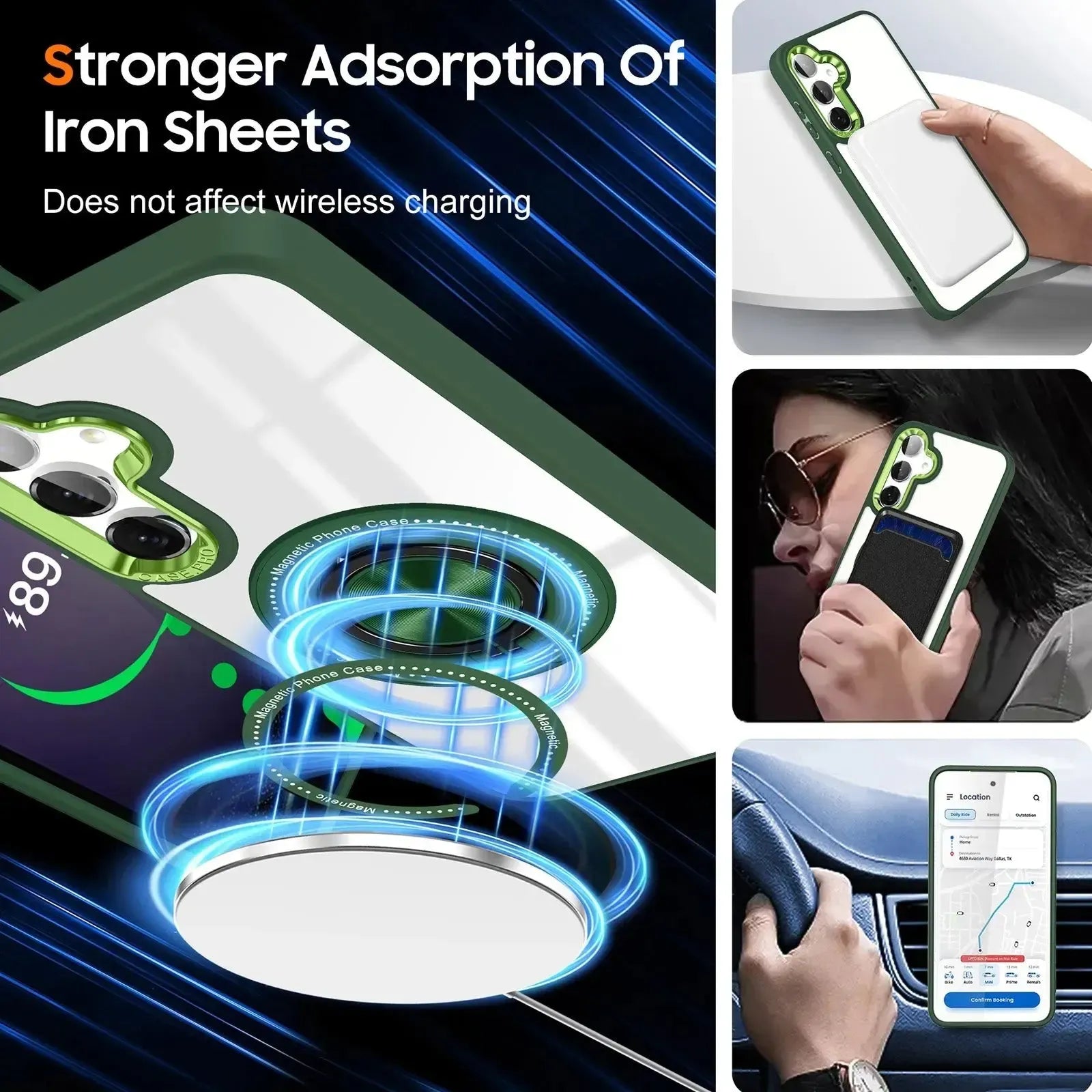 For Samsung Galaxy S25 / S24 Magsafe Invisible Ring Case Green