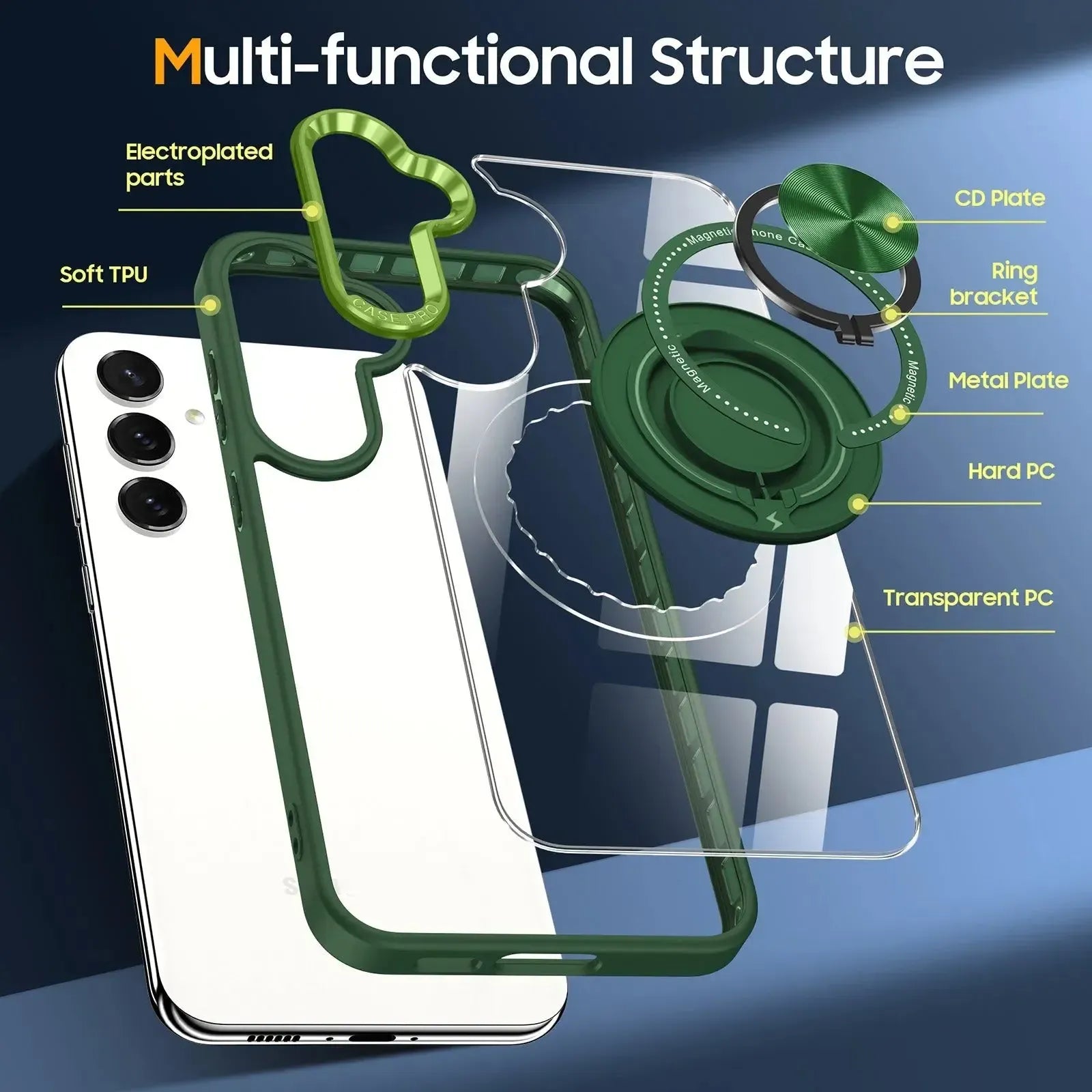 For Samsung Galaxy S25 / S24 Magsafe Invisible Ring Case Green