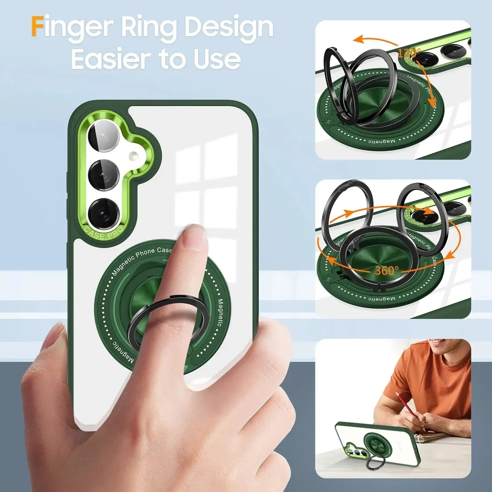 For Samsung Galaxy S25 / S24 Magsafe Invisible Ring Case Green