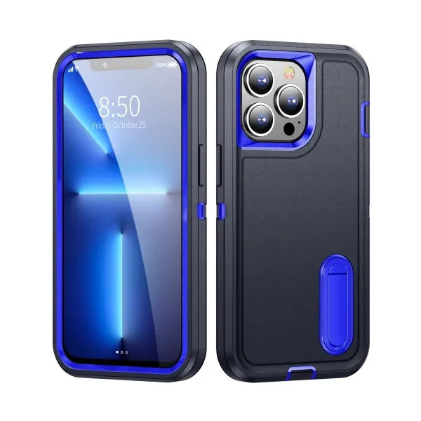 For Samsung Galaxy S25 Triple Defender With Stander Case Blue