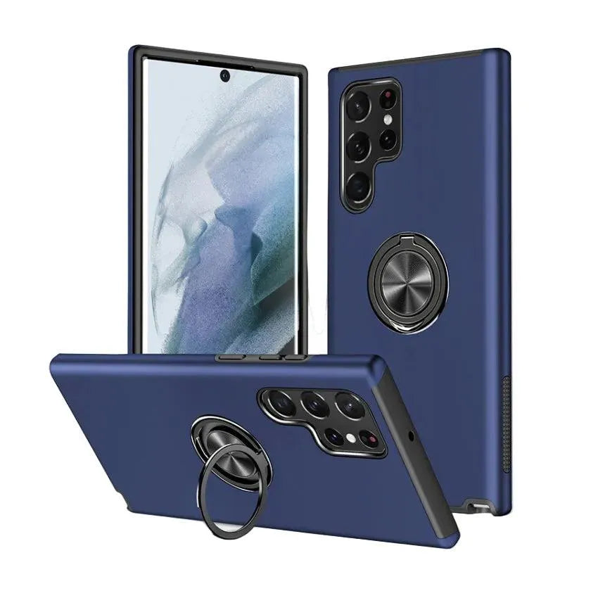For Samsung Galaxy S25 Ultra Dual Layer Invisible Ring Case Blue