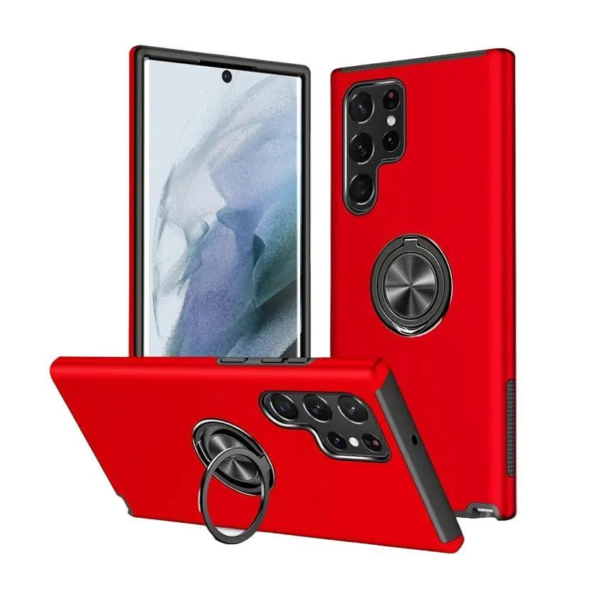 For Samsung Galaxy S25 Ultra Dual Layer Invisible Ring Case Red