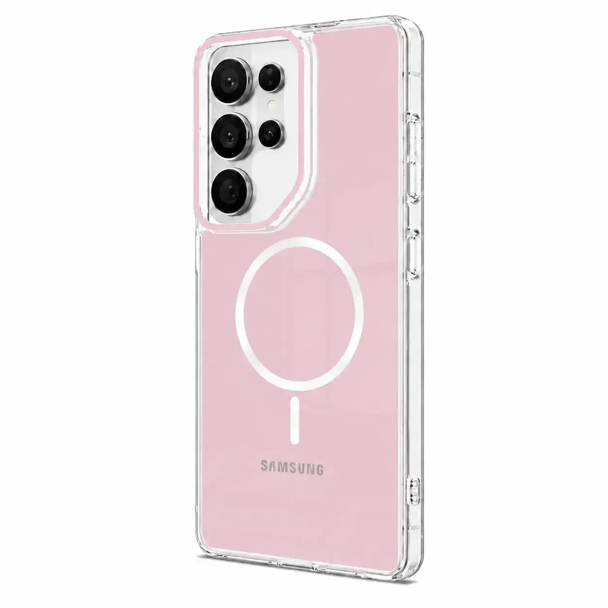 For Samsung Galaxy S25 Ultra Macaron Magsafe Case With Camera Stand Pink