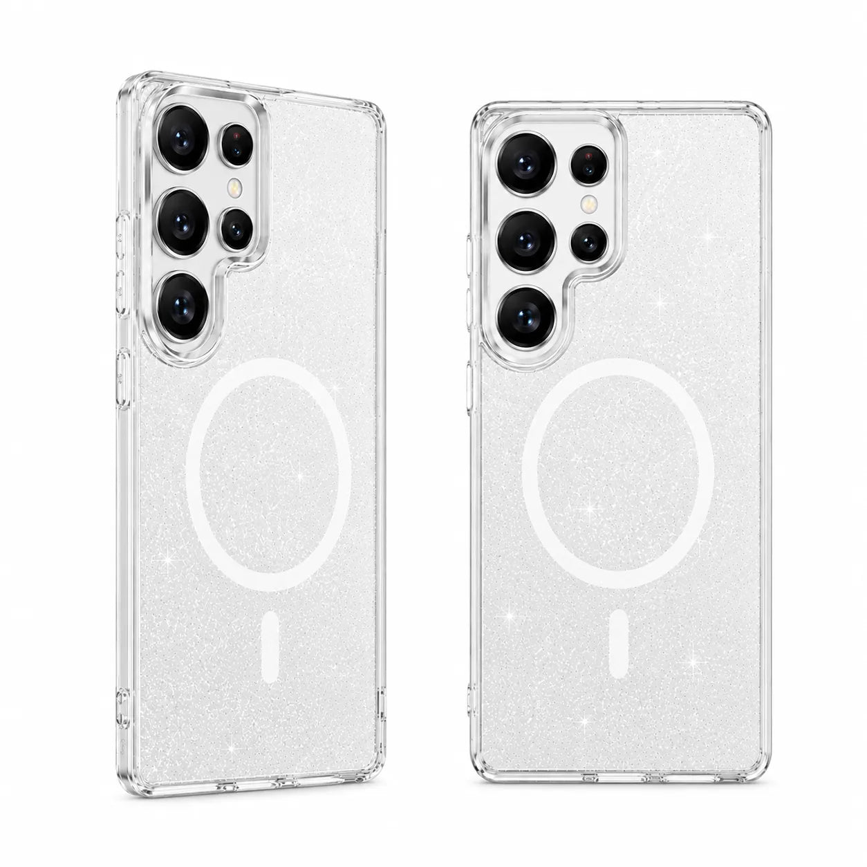 For Samsung Galaxy S25 Ultra Magsafe Magnetic Crystal Glitter Clear Case Transparent White