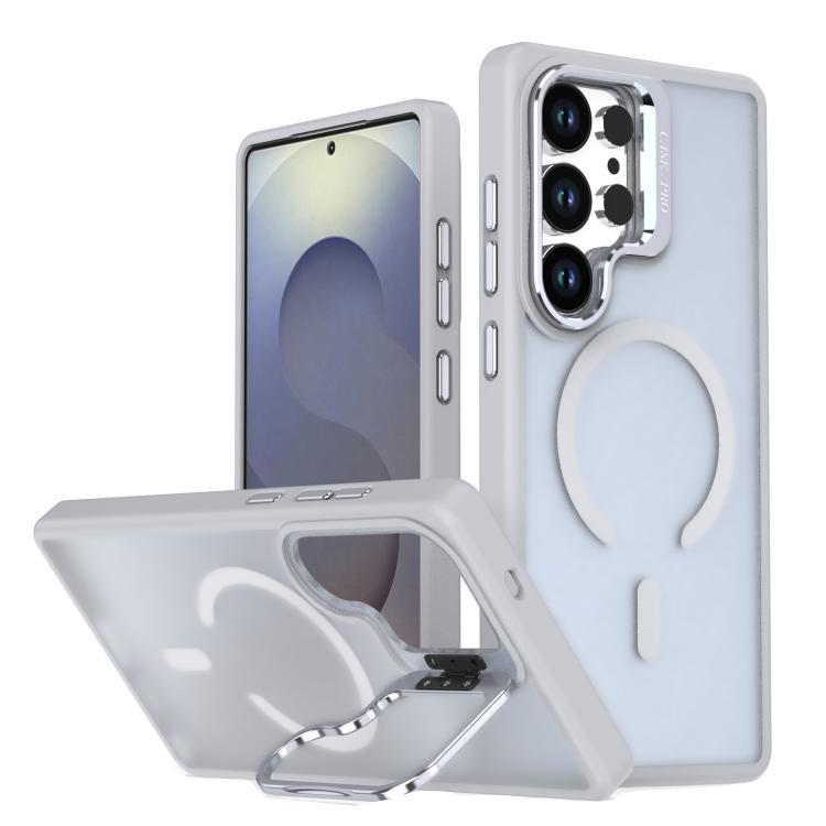 For Samsung Galaxy S25 Ultra Skin-Feel Camera Holder Magsafe Case White