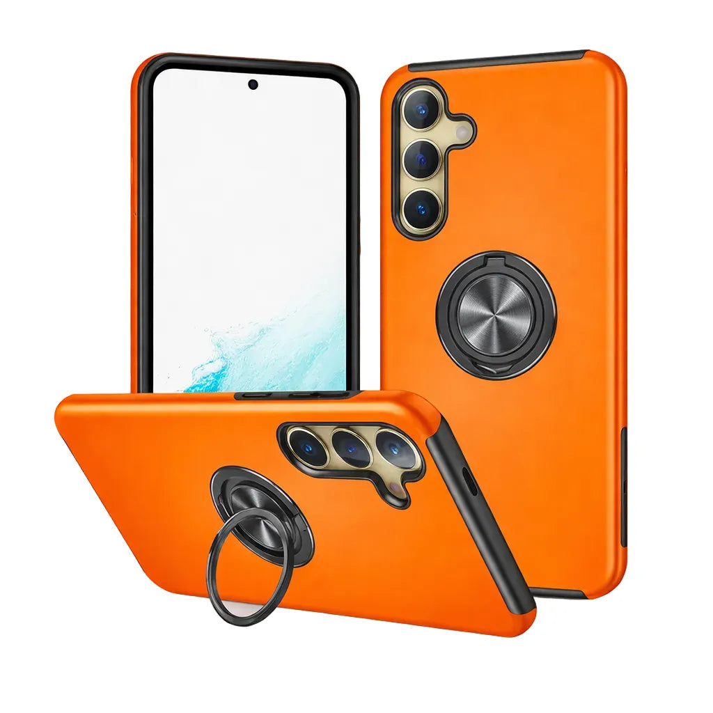 For Samsung Galaxy S26 Dual Layer Invisible Ring Case Orange
