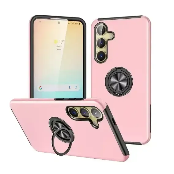 For Samsung Galaxy S26 Dual Layer Invisible Ring Case Pink