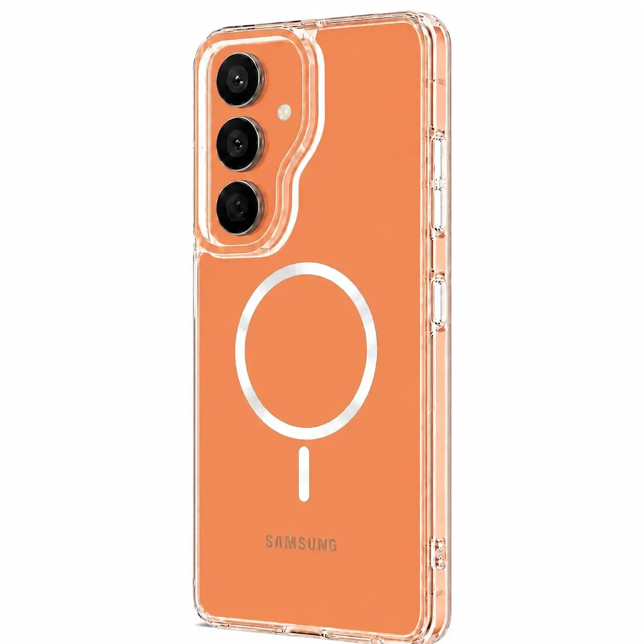 For Samsung Galaxy S25 FE Macaron Magsafe Case With Camera Stand Orange