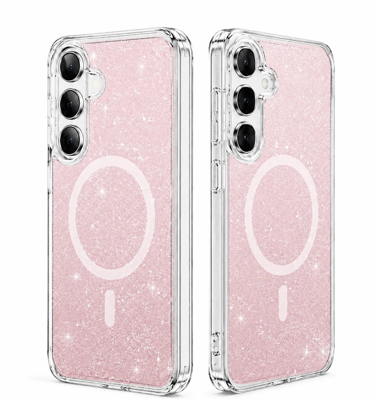 For Samsung Galaxy S26 Magsafe Magnetic Crystal Glitter Clear Case Transparent Pink