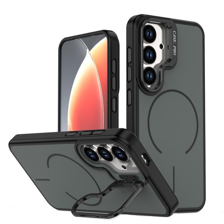 For Samsung Galaxy S26 Plus Skin-Feel Camera Holder Magsafe Case Black