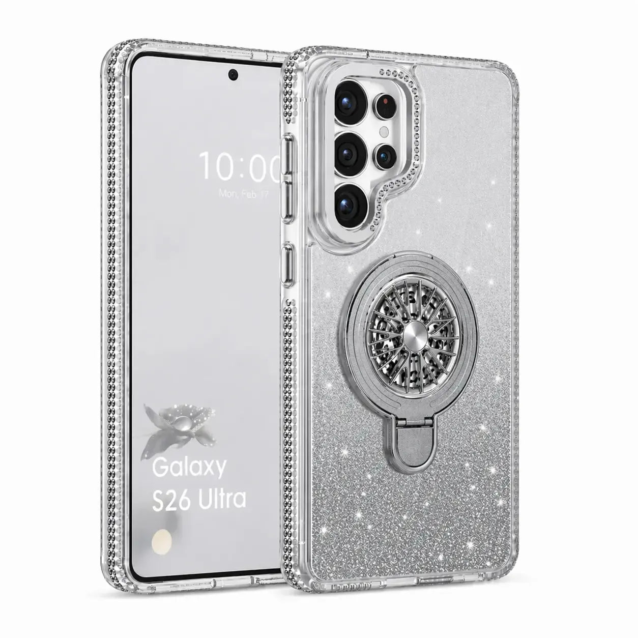 For Samsung Galaxy S26 Ultra Magnetic Diamond Kickstand Case Silver