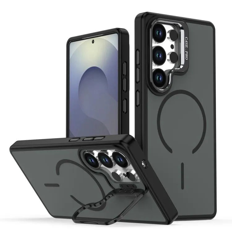 For Samsung Galaxy S26 Ultra Skin-Feel Camera Holder Magsafe Case Black