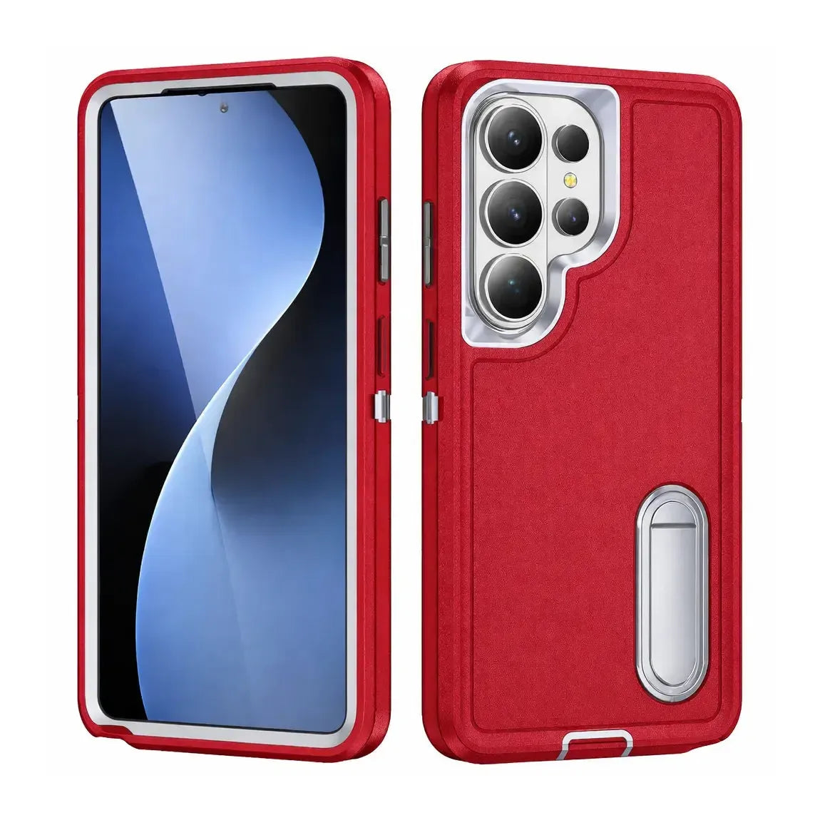 For Samsung Galaxy S26 Ultra Triple Builder With Stander Case Red