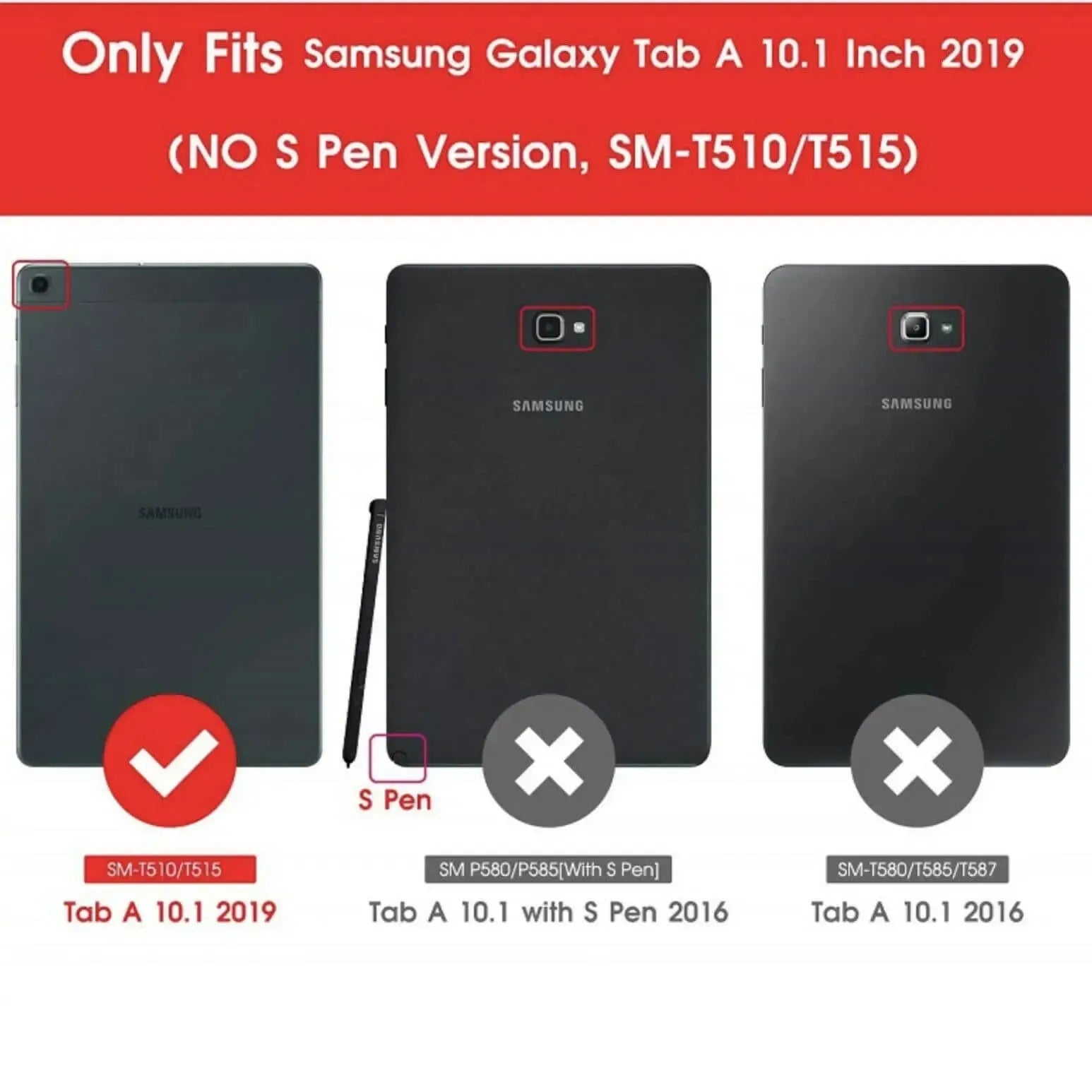 For Samsung Galaxy Tab A 10.1" 2019 Kids Case Shockproof Cover With Stand Black