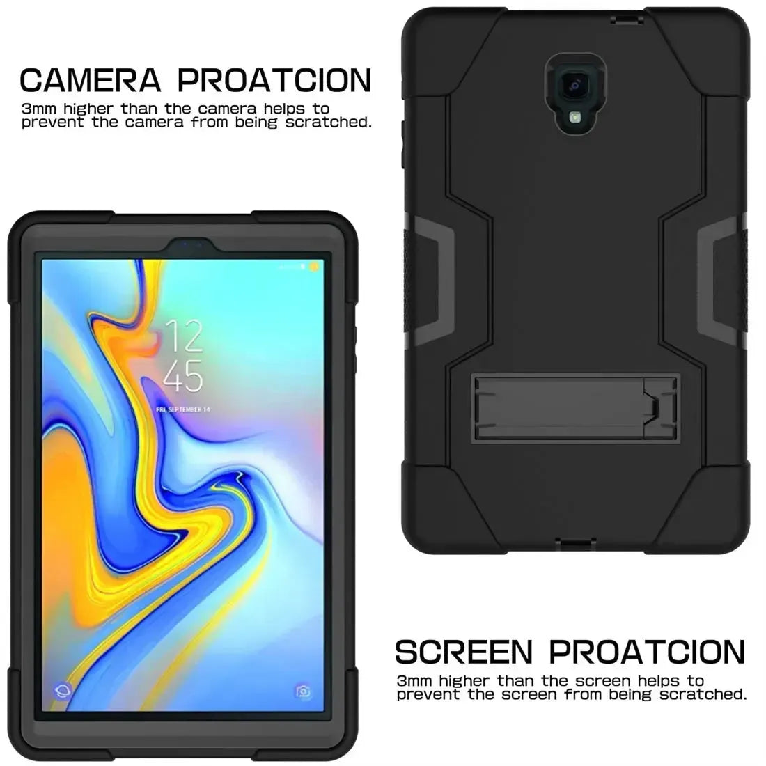 For Samsung Galaxy Tab A 10.5" (T590) Hard Case Survivor with Stand - Black