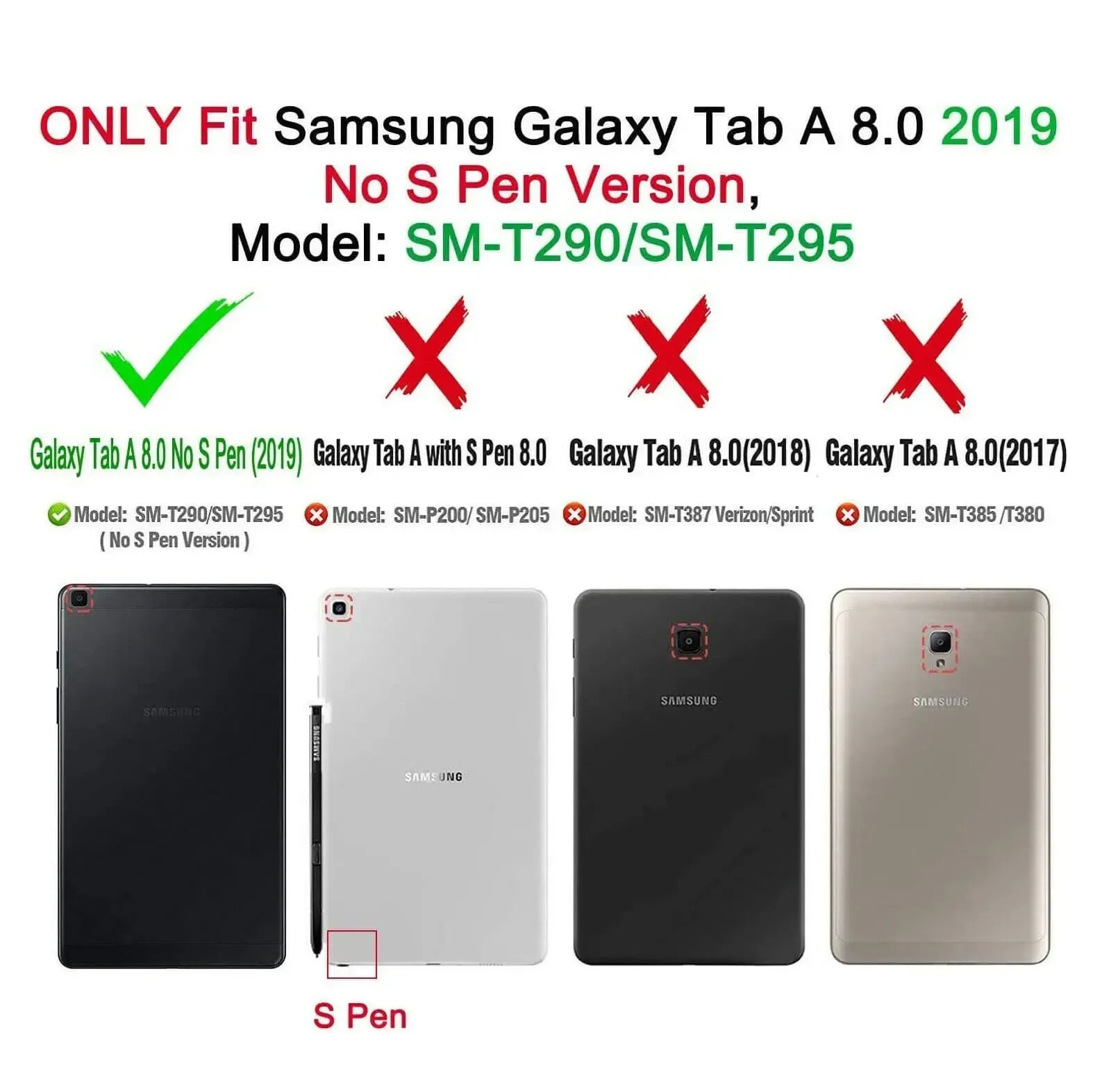 For Samsung Galaxy Tab A 8.0" 2019 Kids Case Shockproof Cover With Stand Red