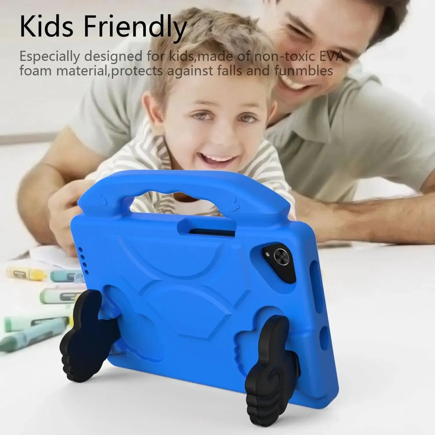 For Samsung Galaxy Tab A11 Kids Friendly Case Shockproof Cover With Thumbs Up - Blue