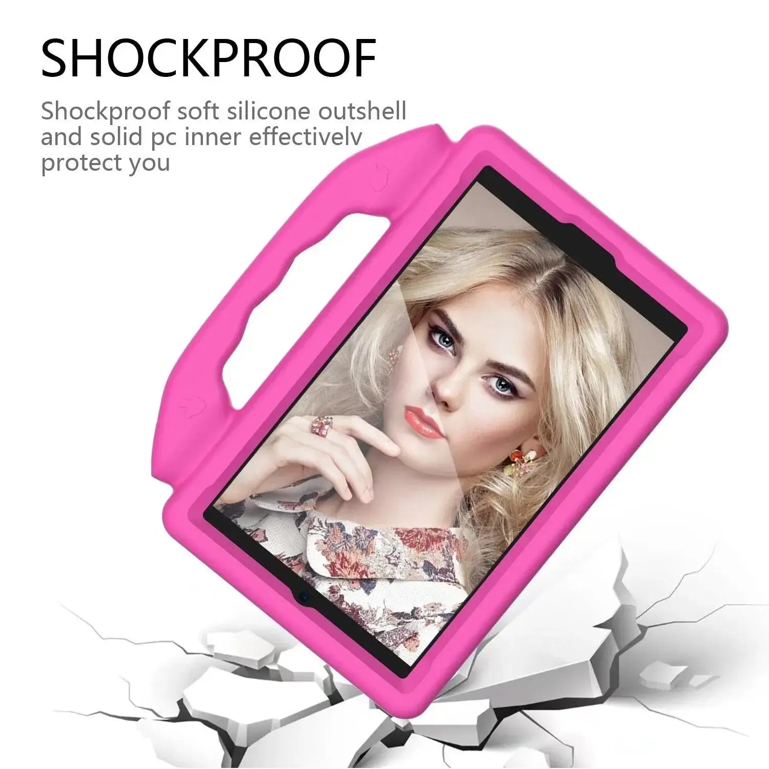 For Samsung Galaxy Tab A11 Kids Friendly Case Shockproof Cover With Thumbs Up - Pink
