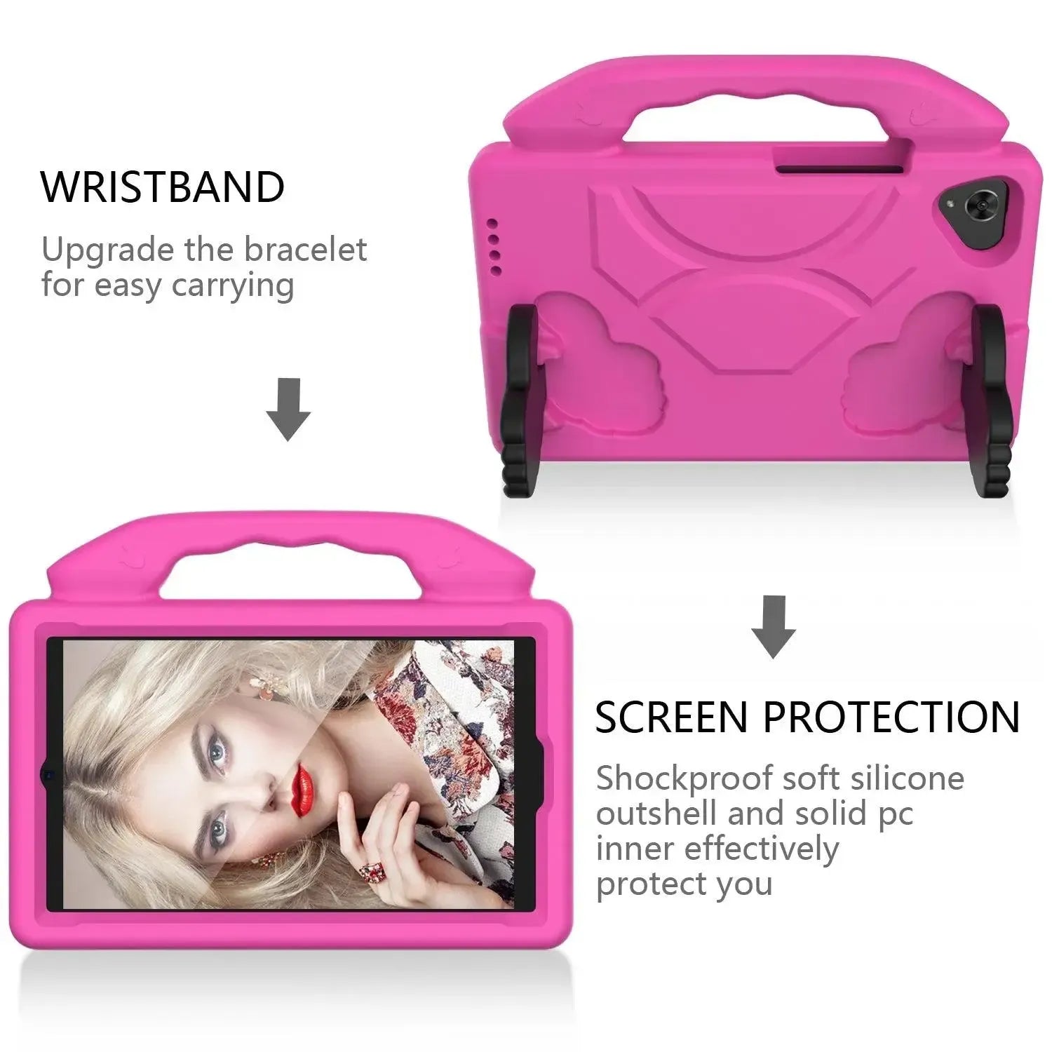 For Samsung Galaxy Tab A11 Kids Friendly Case Shockproof Cover With Thumbs Up - Pink