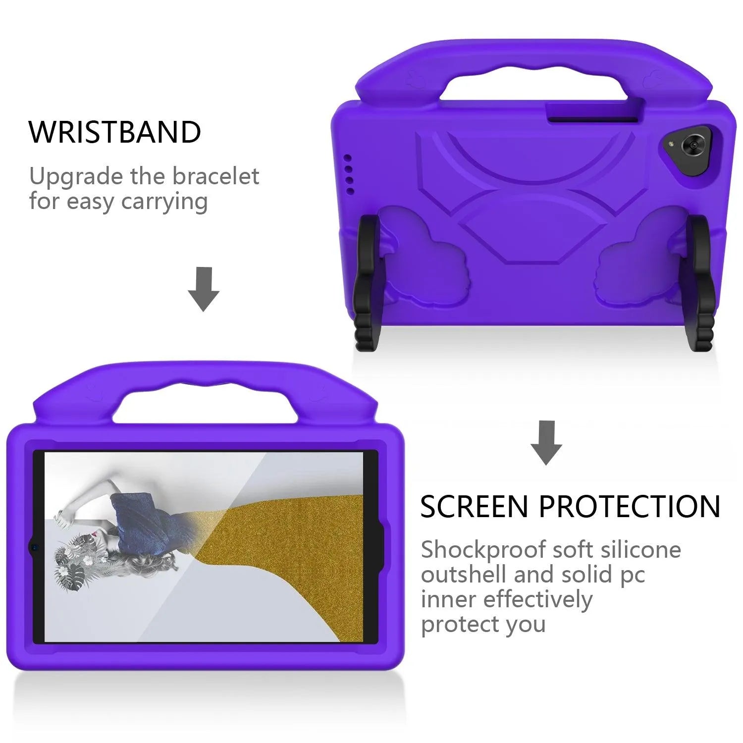 For Samsung Galaxy Tab A11 Kids Friendly Case Shockproof Cover With Thumbs Up - Purple