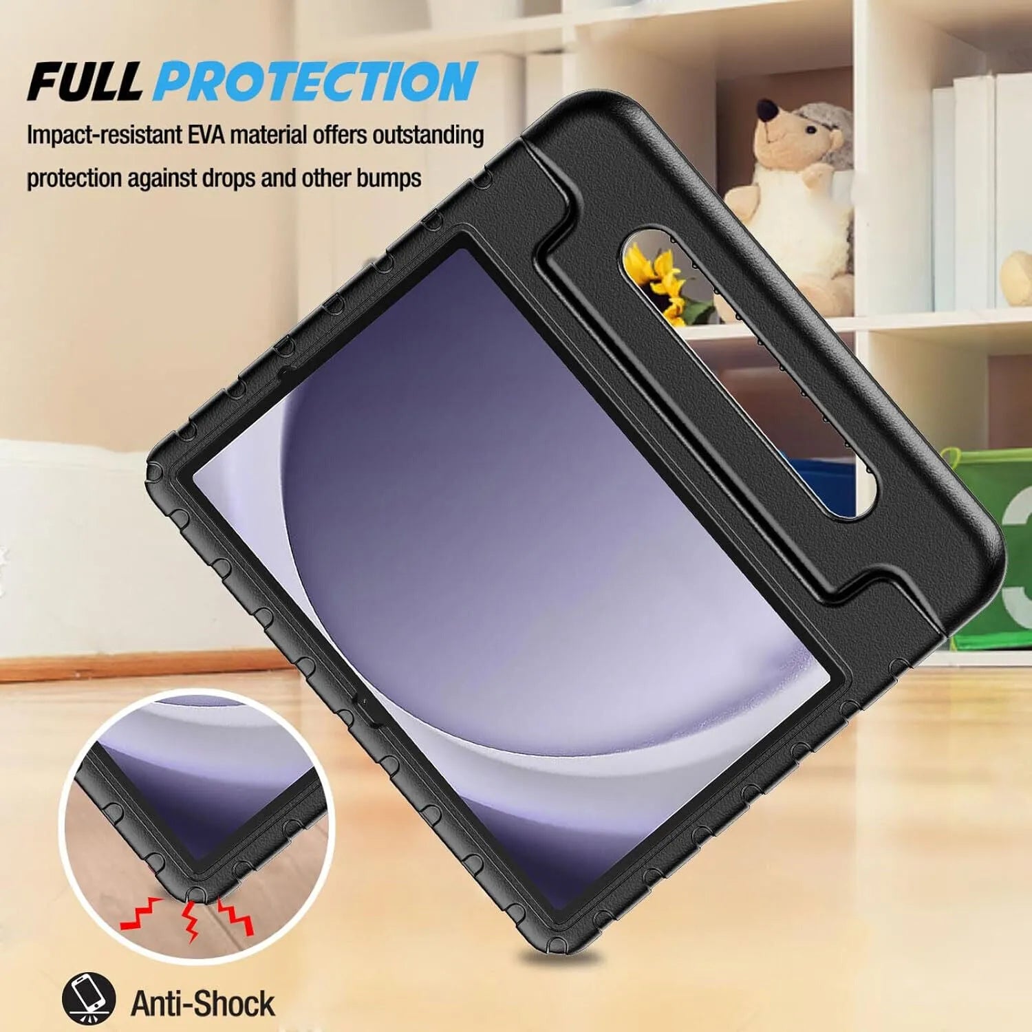 For Samsung Galaxy Tab A11 Plus Kids Case Shockproof Cover With Stand - Black
