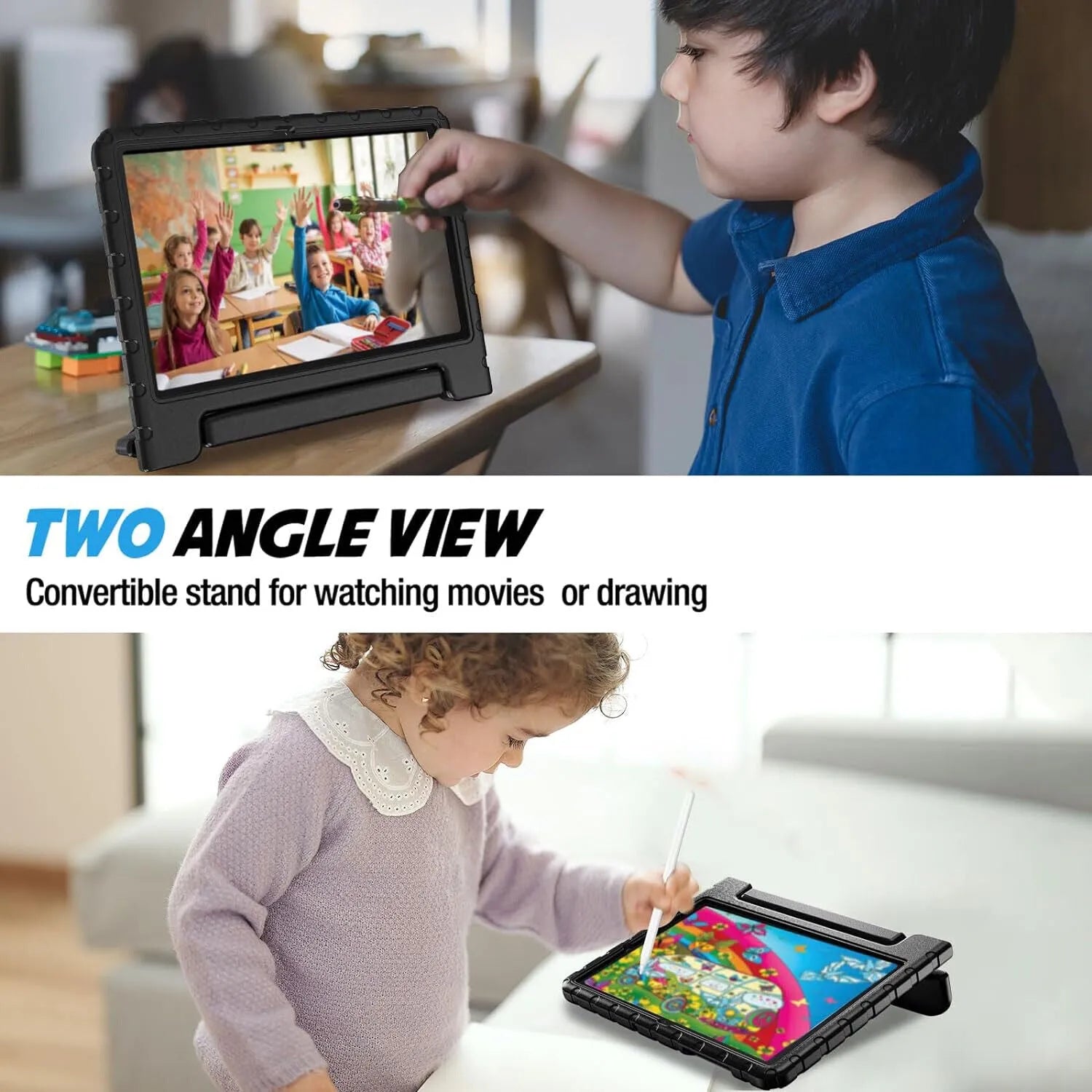 For Samsung Galaxy Tab A11 Plus Kids Case Shockproof Cover With Stand - Black