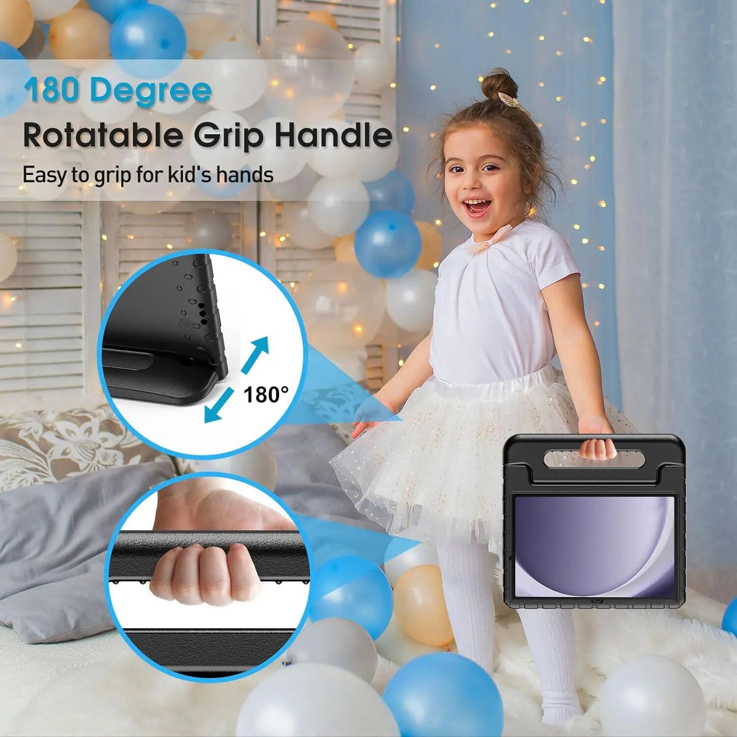 For Samsung Galaxy Tab A11 Plus Kids Case Shockproof Cover With Stand - Black