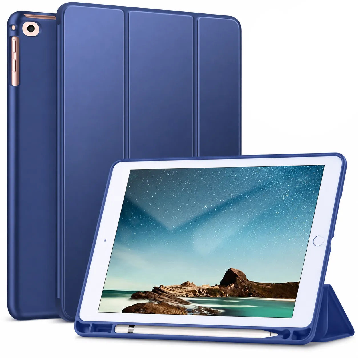 For Samsung Galaxy Tab A11 SM-X130 Ultraslim Tri Fold Wallet Case Blue
