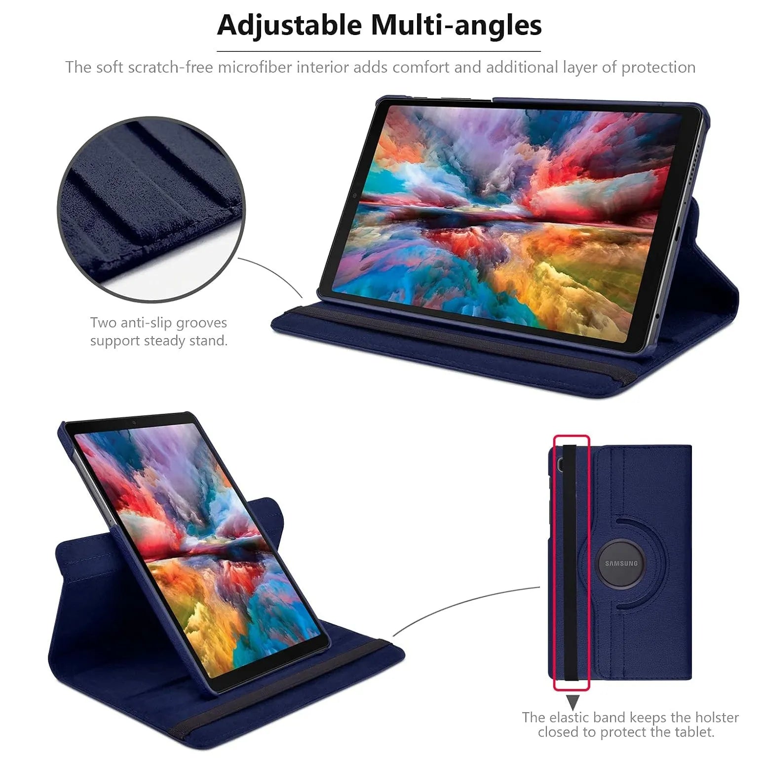 For Samsung Galaxy Tab A11 Tablet Case 360 Rotating PU Leather Cover - Blue
