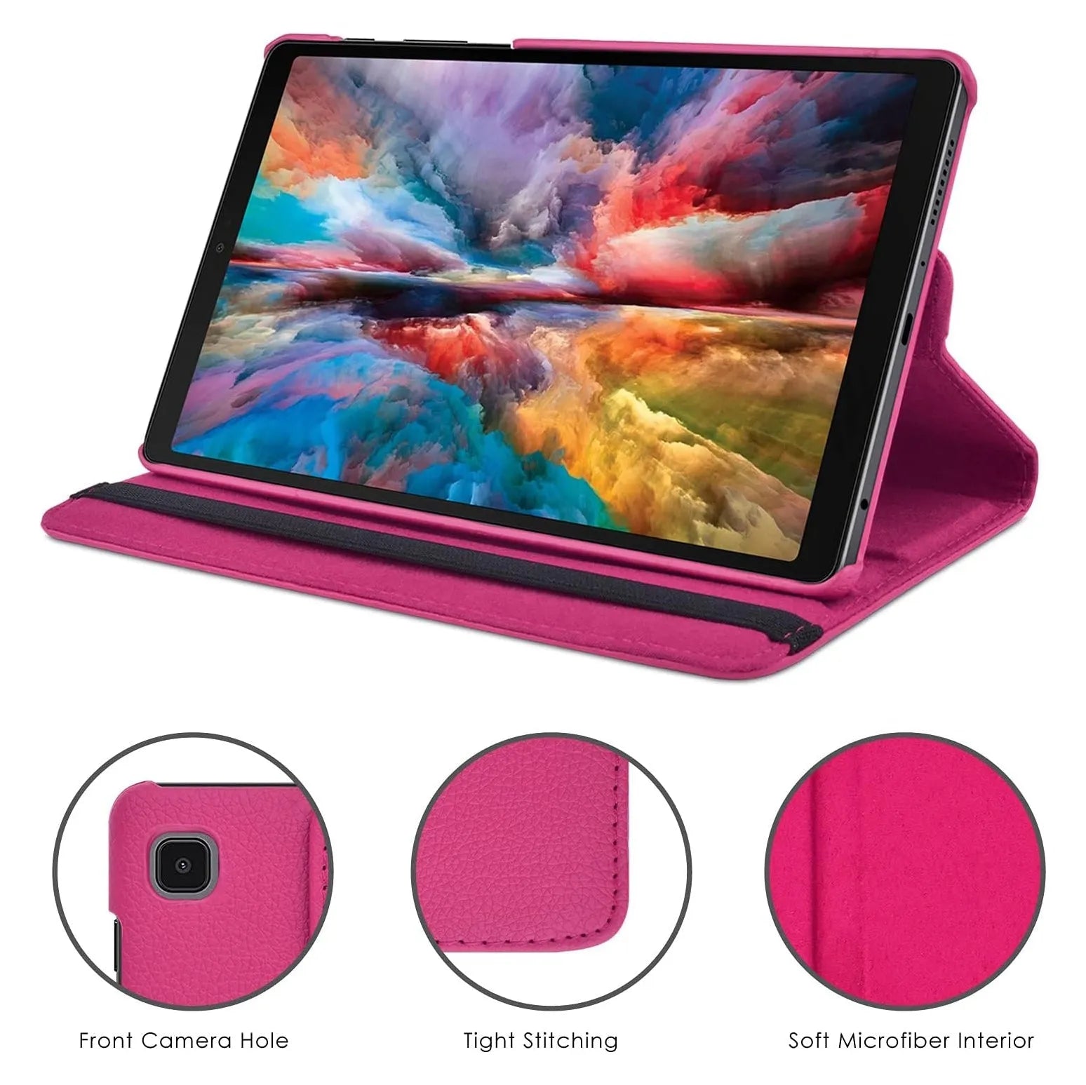 For Samsung Galaxy Tab A11 Tablet Case 360 Rotating PU Leather Cover - Rose