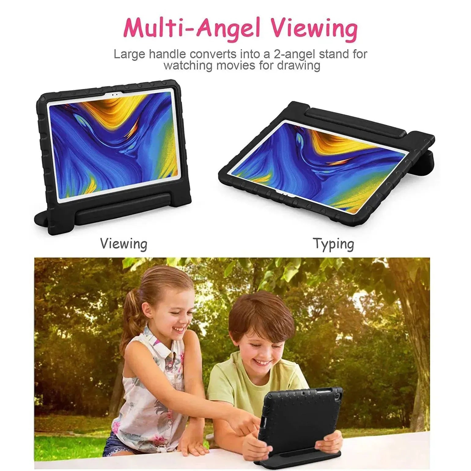 For Samsung Galaxy Tab A7 10.4 2020 Kids Case Shockproof Cover With Stand - Black